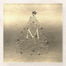 Gold Frohe Weihnachts Monogram Glass Untersetzer