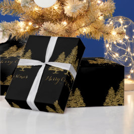 Gold Frohe Weihnachtsbaumen Umschlagpapier Geschenkpapier