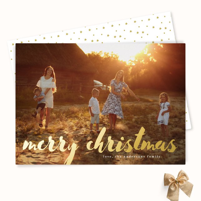 Gold Frohe Weihnachtsbriefe Foto Folien Feiertagskarte (Von Creator hochgeladen)
