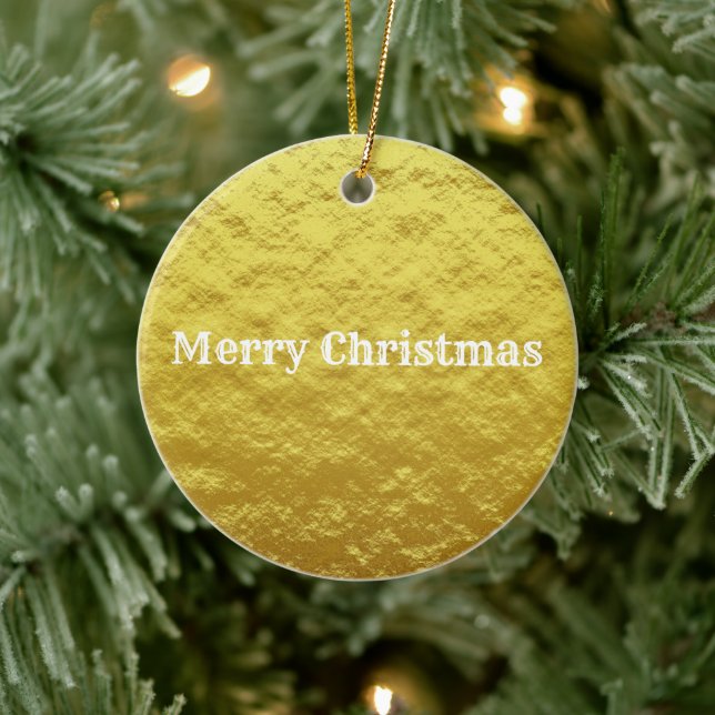 Gold Frohe Weihnachtskalender Keramik Ornament (Baum)