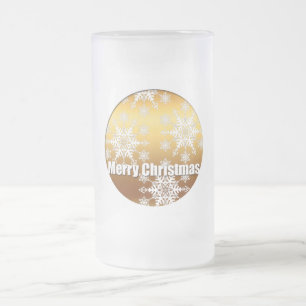 Gold Frohe Weihnachtsschneeflocken Mattiert G Tass Mattglas Bierglas