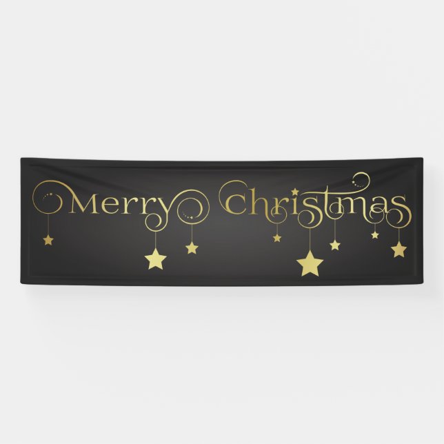 Gold Frohe Weihnachtsstars Banner (Horizontal)