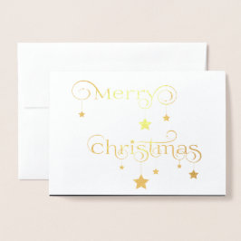 Gold Frohe Weihnachtsstars Folienkarte