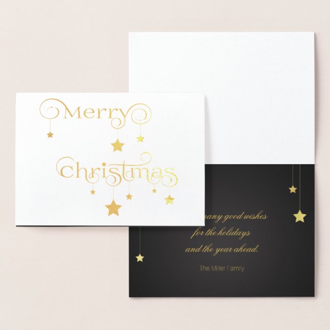 Gold Frohe Weihnachtsstars Folienkarte (Anzeige)