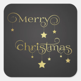 Gold Frohe Weihnachtsstars Quadratischer Aufkleber