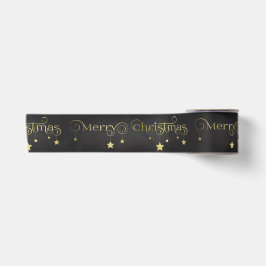 Gold Frohe Weihnachtsstars Satinband