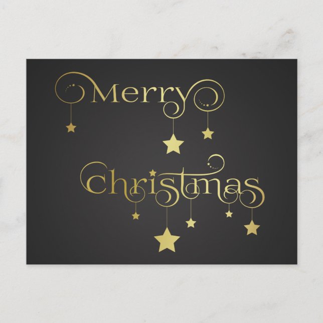 Gold Frohe Weihnachtsstars Weihnachtskarte Feiertagspostkarte (Vorderseite)