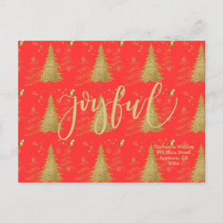 Gold FRÖHLICH auf Roter Weihnachtsfeier  Einladungspostkarte