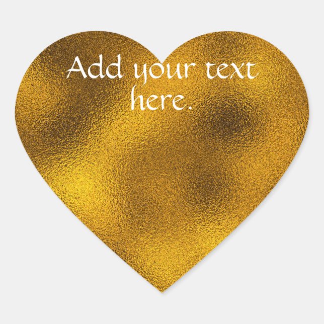 Gold Fügen Sie Ihren eigenen Text-Heftsticker hinz Herz-Aufkleber (Vorderseite)
