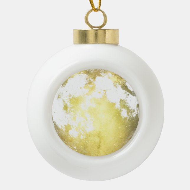 Gold Full Moon Weihnachtsfeiertag Keramik Kugel-Ornament (Vorderseite)