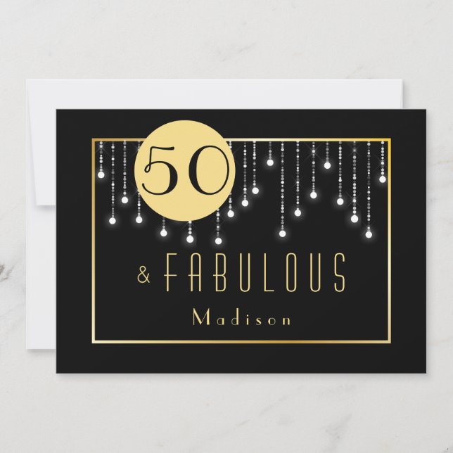 Gold Fun Fab 50th Birthday Invitation (Devant)