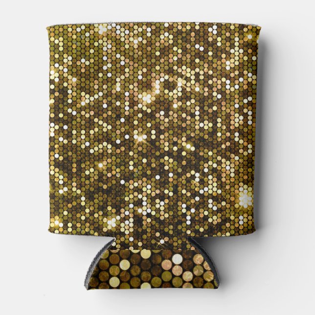 Gold funkeln: glänzender Hintergrund. Dosenkühler (Vorderseite)