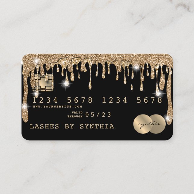 Gold für getropfte Kreditkarte Visitenkarte (Vorderseite)