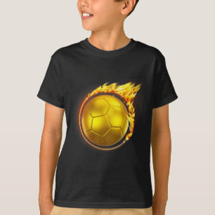 Gold Fußball Byll Flammen Flammender Fliegender Fu T-Shirt
