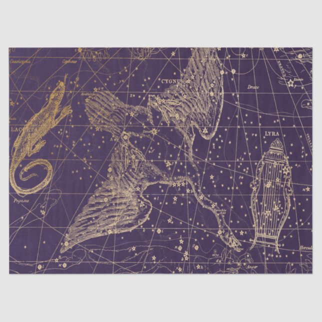 Gold Galaxy Star Map Series Design 12 Seidenpapier (Vorderseite)