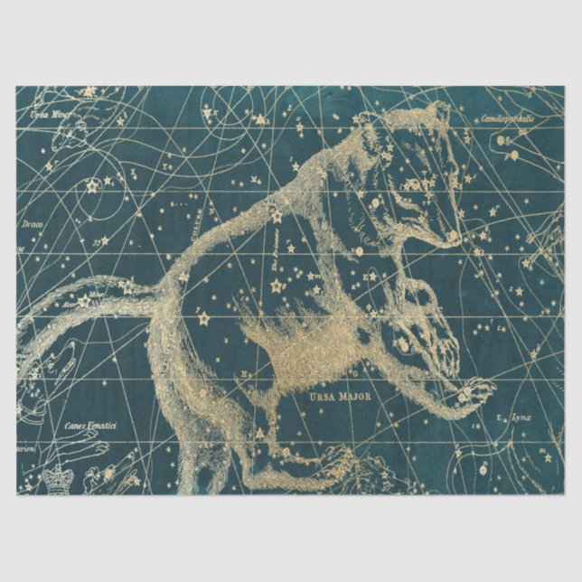 Gold Galaxy Star Map Series Design 7 Seidenpapier (Vorderseite)
