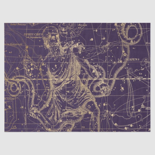 Gold Galaxy Star Map Series Design 9 Seidenpapier (Vorderseite)