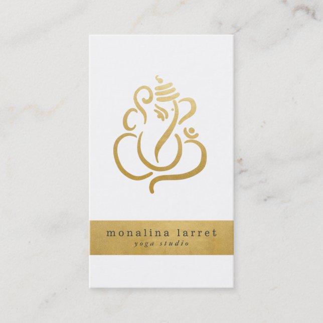 Gold Ganesh Indian God Yoga Studio Visitenkarte (Vorderseite)