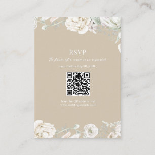 Gold Garden Floral QR Code Wedding RSVP Begleitkarte