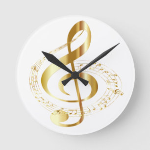 Gold Gclef auf weißer Wanduhr