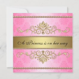 Gold Geblüht Muster Pink Girl Babydusche Einladung