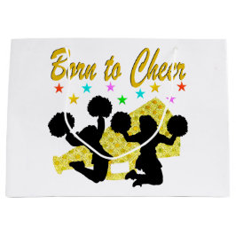 GOLD GEBOREN ZU CHEER MEGAPHONE CHEERLEADER GROßE GESCHENKTÜTE