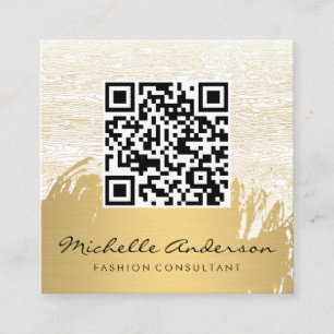 Gold gebürstet   Natural Gold Lines   QR-Code Quadratische Visitenkarte