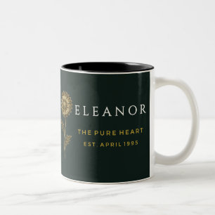 Gold-Geburtsblumen-Tasse mit individuellem Namen - Zweifarbige Tasse