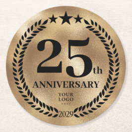 Gold-Gedenklogo zum 25. Jubiläum Runder Pappuntersetzer