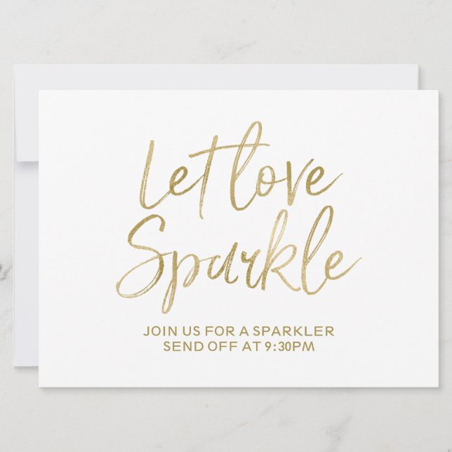Gold "Gelassen Liebe funkeln" Sparkler abmelden Einladung (Vorderseite)