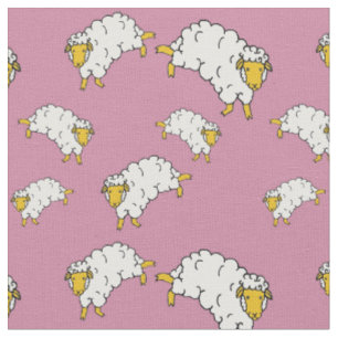Gold/gelbe/weiße Schafe/kleine Lämmer auf Rosa Stoff