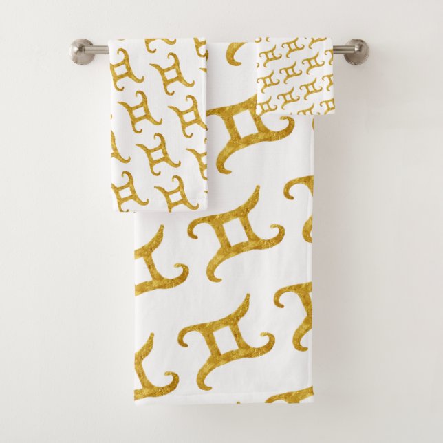 Gold Gemini Astrologie Badhandtuch Set (Insitu)