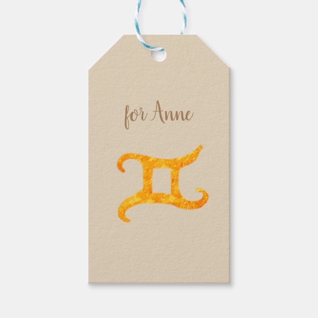 Gold Gemini Astrologie Geschenkanhänger (Vorderseite)