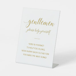 Gold Gentlemen Bathroom Basket Elegante Hochzeit Sockelschild