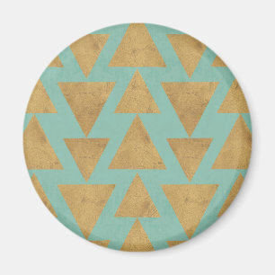 Gold Geo Schritt-  im Freien u. aquamarines Muster Magnet