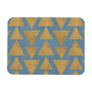 Gold Geo-Schritt-  im Freien u. blaues Muster Magnet