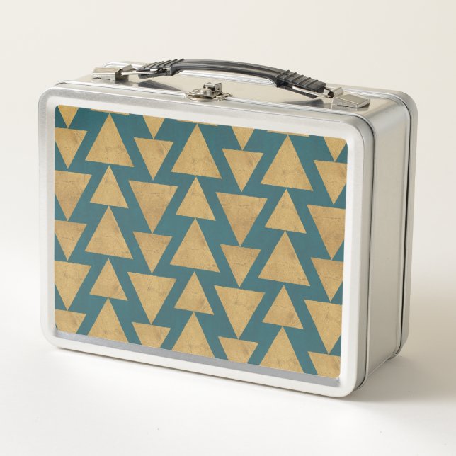 Gold Geo Schritt-| im Freien u. dunkles Metall Lunch Box (Vorderseite)