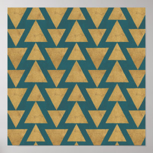 Gold Geo Schritt-  im Freien u. dunkles Poster