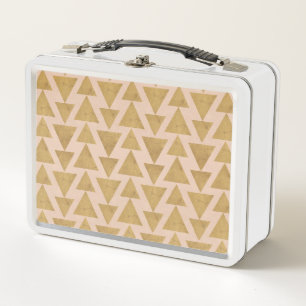 Gold Geo-Schritt-  im Freien u. korallenrotes Metall Lunch Box