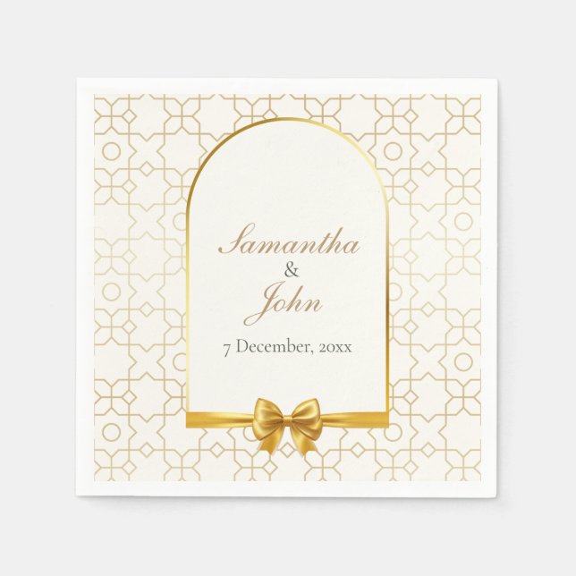 Gold Geometric Arch Art Deco Wedding Paper Napkins Serviette (Vorderseite)