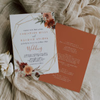 Gold Geometric Boho Floral Front & Back Wedding