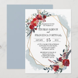 Gold Geometric Boho Floral Wedding Einladung