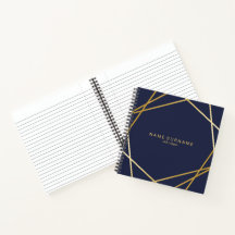 Gold Geometric Midnight Blue 8.5" Spiral NoteBook