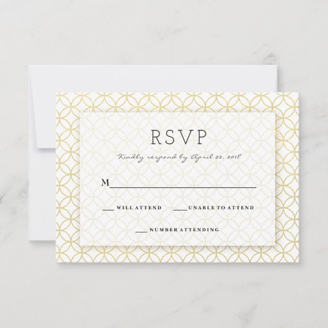 Gold Geometric Modern Wedding RSVP Card Karte (Vorderseite)
