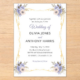 Gold Geometric Rustic Purple Floral Wedding  Acryleinladungen
