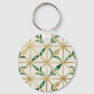 Gold geometrisches Smaragdblatt Luxusmuster Schlüsselanhänger