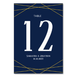 Gold Geometry Navy bleu | Numéro de table Mariage
