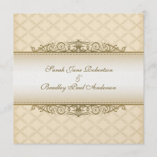 Gold gequiltete Print Baroque Wedding Einladungen