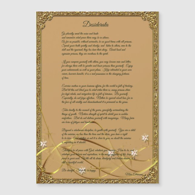 Gold Gerahmt Desiderata Gedicht Magnet (Vorderseite)