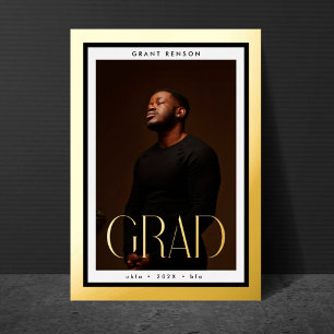 Gold Gerahmt Grad University Foto Abschluss Folieneinladung